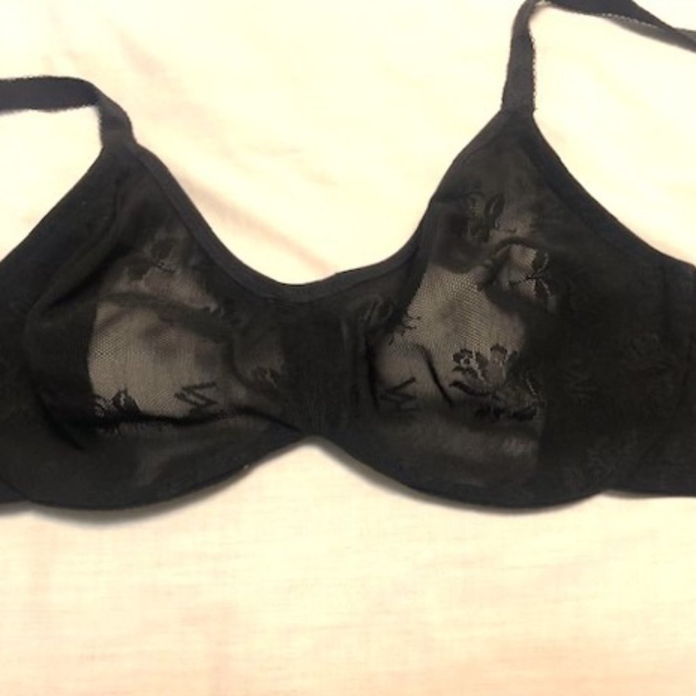 Vintage Sheer Black Wacoal Bra - Size 36C